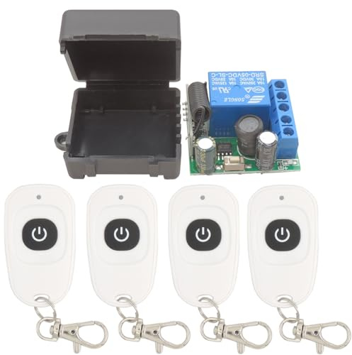 DieseRC Interruttore radiocomandato da 5 V–30 V 1 canale, controllo radio ricevitore relai, 12V 24V con trasmettitore portachiavi senza potenziale contatto con il controllo del relè