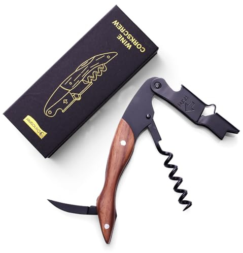 Drincarier wine opener Professional Corkscrews for Wine Bottles w/Foil Cutter and Cap Remover - Manual Wine Key for Servers, Waiters, Bartenders and Home Use - Classic Rosewood