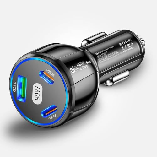 Mizi 75W USB C Car Charger – Dual Port PD 45W + 30W High-Speed Fast Charging Adapter, Ultra-Compact and Durable USB C Cigarette Lighter Charger for iPhone, Galaxy S25/S24, iPad, and More – Black