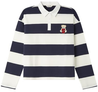 Springfield Polo De Rayas De Manga Larga, Azul Marino, S