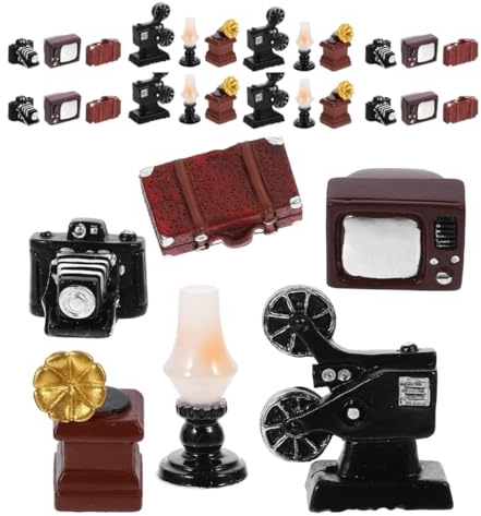 Cabilock 30pièces Mobilier Miniature Gramophone Décoratif Style Rétro Accessoire Vintage pour Décoration Maison De Poupée