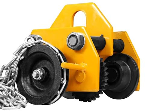 Carro de viga, carro de empuje manual de ancho ajustable con ruedas dobles, polipasto resistente para logística y elevación, capacidad de 1 tonelada