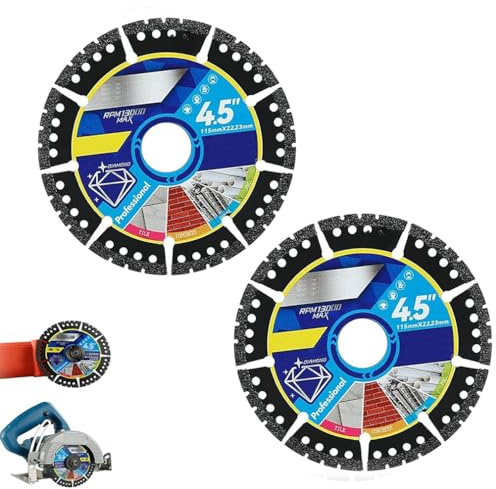 Diamond Multi-Purpose Saw Blades 4.5 Inch Angle Grinder Cutting Disc,Multi Material Durable Diamond Cutting Disc,Segmented Diamonds Saw Blade,Super Thin Fast Diamonds Cutting Wheel for Stone (2PCS)