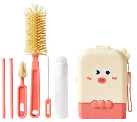 Jlobnyiun Kit Limpiador de Botellas de Viaje, Kit de Limpieza de Botellas