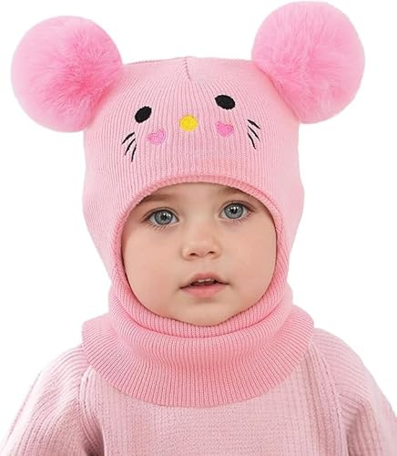 AYPOW Baby barn vintermössa balaclava för 0,5–6 år, multifunktionell termisk vindtät stickad mössa, sjalhatt för flickor pojkar småbarn, slip-mössa huva, mössa för utomhusaktiviteter