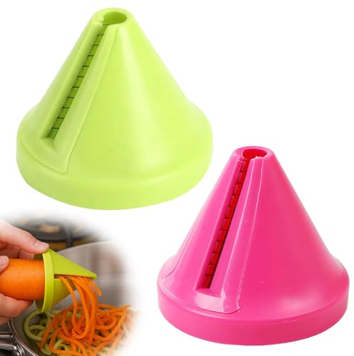 YOFDAL 2er-Set Zucchini spaghetti schneider – spiralschneider gemüse, kompakter manueller Gemüseschneider aus Kunststoff und Edelstahl