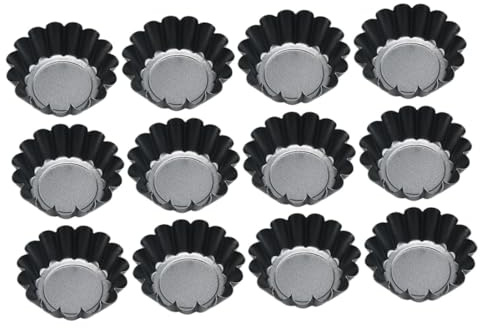 TOYZFRIENDY 12 piezas Molde para Tartaletas de Hierro Resistente al Calor para Hornear Mini Tartas Magdalenas y Pasteles para Postres Caseros y Celebraciones Familiares