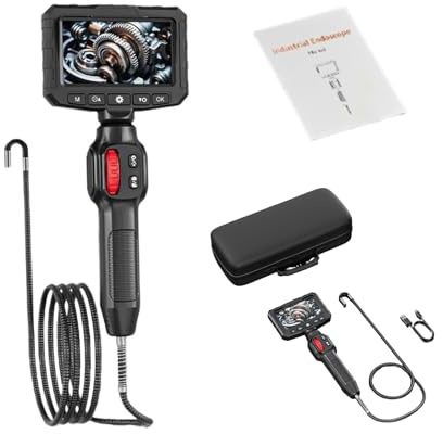 Boroscopio articolato a 2 vie, telecamera di ispezione HD 1280P con schermo IPS da 4,3, endoscopio articolato a 360° con luce, impermeabile IP67 per motore, automotive, tubi e HVAC (6 mm)
