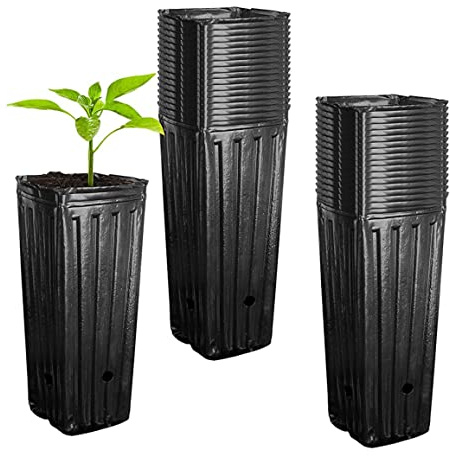 Joygoodta Macetas Profundas para vivero, macetas Altas para árboles, contenedor de Semillas con Orificios de Drenaje para jardín, 50 Uds. De Semillas Altas