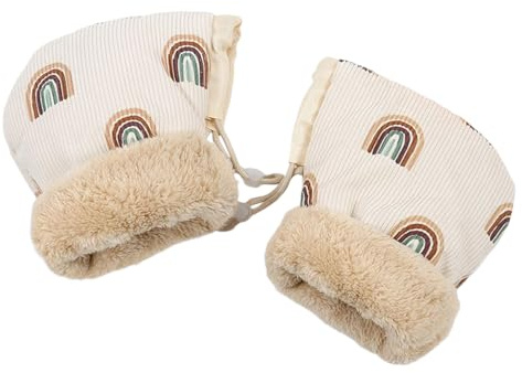 Gants de scooter : manchons chauds avec doublure en peluche, tissu de contrôle de l'humidité, manchons antigel pour poussettes, motif | Vélo d'hiver par temps froid