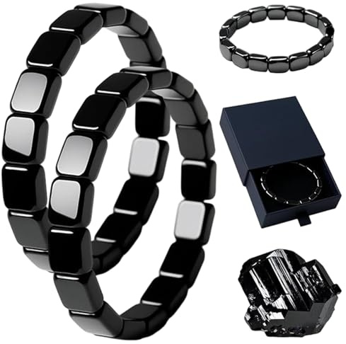 Bemonew 2 st hematit armband män, minimalistisk stil hematit armband med stretchsladd, gåvor för män av excellens