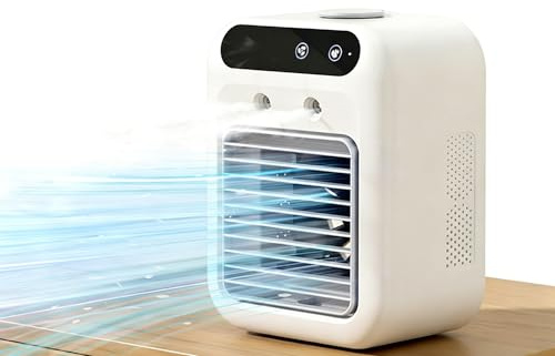 Mini Portable Air Conditioner Fan for Home, Office, Quiet Small Air Cooler with 2 Speeds & Cool Mist, USB Cooling Fan for Summer