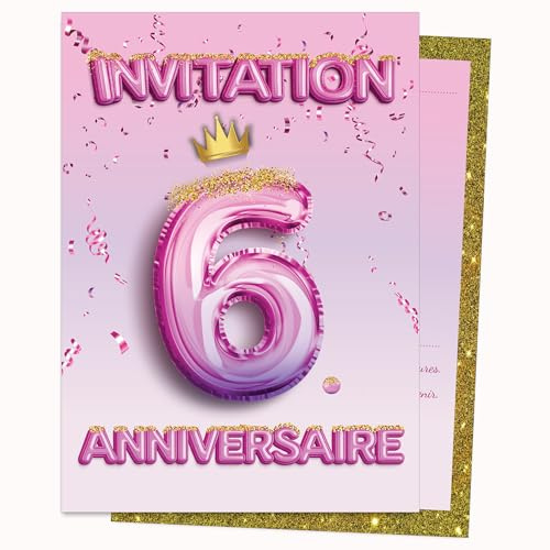 Edition Colibri Carte d'anniversaire - Invitation anniversaire rose | Lot de 10 cartes plates (A6) – Verso à écrire (4)