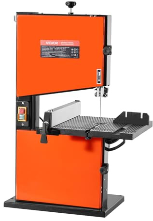 VEVOR Scie à Ruban Bois 373 W Scie à Ruban de Table Largeur de Coupe 229 mm Hauteur de Coupe 90 mm pour Travail Bois, Table de Travail Aluminium Moulé 300x300 mm Inclinaison 0-45° avec Guide d'Onglet
