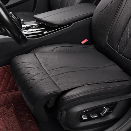 Auto Sitzkissen mit Beinstütze, Autositzkissen Fahrer, Memory Foam Sitzauflage, Rutschfester Autositzschoner, Beinstützenverlängerung Autositz, Komfort Sitzkissen für Auto & Büro (Schwarz)