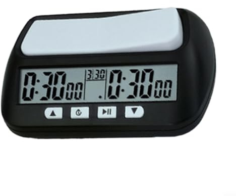 Evenoonest Professionelle Schachuhr Digitaler Timer 3-in-1 Mehrzweck-Schach-Timer mit Bonus- und Verzögerungsmodi, ABS-Gehäuse für Schach und 2-Spieler-Brettspiele (schwarz)