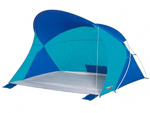 High Peak Strandmuschel für Windschutz am Strand mit UPF 40+ und Bodenplane | Für 2–3 Personen, offene Mesh-Belüftung, freistehend neu ausrichtbar, Aufbau in ca. 5 Minuten und 2,0 kg leicht für Urlaub