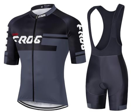 UGLY FROG Herren Radtrikot Set Kurzarm mit Sitzpolster für MTB Rennrad Fahrrad Jersey + Bib Shorts Radsportanzug (XS-6XL)/Skinsuit