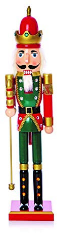 Festive Premier Decorations Large 60 Centimeter Wooden Nutcracker Various Designs and Colours (Green & Gold)
