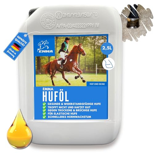 Huföl Pferd Kanister 2500ml Huffett Pferde I Hufpflege für Pferde Schnelle Hilfe für trockene Hufe I Huföl Pferd mit Pinsel auftragen I Hufbalsam mit Wallnussöl I Strahlfäule Strahlmittel Huf Gel Öl