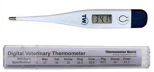 Digitales Tier-Thermometer für Haustierbesitzer von Hunden, Katzen, Pferden | Mit kostenloser Veterinary Hobday's Spec Chart
