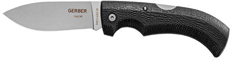 Gerber Coltello a serramanico con lama liscia e fodero, Lunghezza lama: 9,5 cm, Gator Folder 154CM, Nero, 31-003657