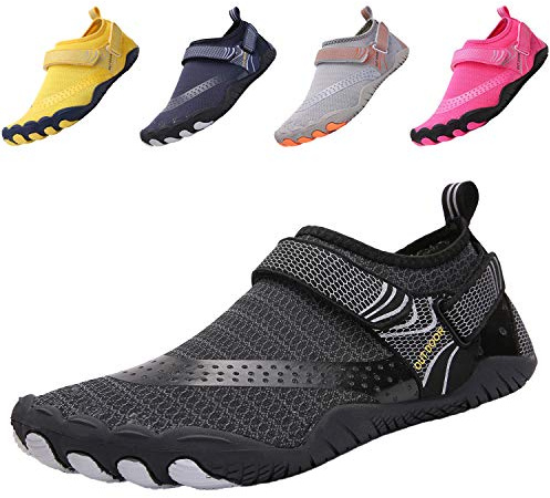funmoon Unisex adult Quick Dry Aqua Swimming Beach, Diving, Surfing, Boating, Snorkeling Barefoot Water Shoes, Black, 10 UK