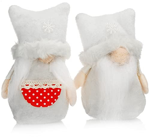 com-four® 2X Par Premium de Elfos navideños Talla S para decoración navideña - Figuras como decoración de Invierno