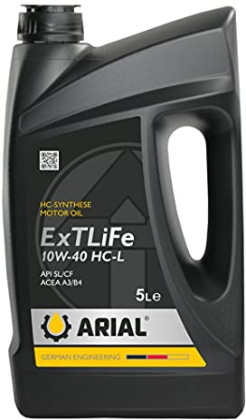 ARIAL ExTLiFe 10W-40 Motoröl 5L – HC-Leichtlauföl | Made in EU | geeignet für Benzin- & Dieselmotoren | API SL/CF | MB 229.1 | VW 501.01/505.00