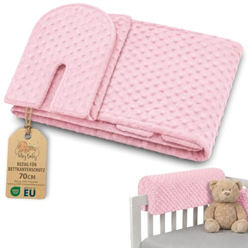 Bezug für Bettkantenschutz für Kinderbetten 70 cm - Schutz für Bettrahmen Baby Bett rausfallschutz boxspringbett bettgitter Kantenschutz Kinder Babybett Zertifikat Oeko-Tex Rosa