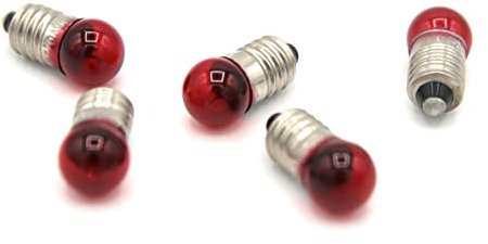 BELI-BECO 8044D Glühlampe - E 10 Gewinde - 4,5V 200mA - Glas 11mm Ø - 5 Stück (Rot)