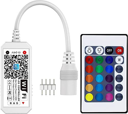 TOPXCDZ WiFi Wireless LED Smart Controller Alexa Google Home IFTTT Compatible,Working with Android,iOS System, RGB COB LED Strip Lights DC 12V 24V