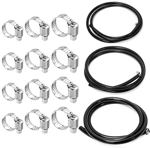 Swpeet 15 Stück 3 Größen OD 10 mm 12 mm 16 mm Schwarz HochtemperaturVakuumSilikonschlauch mit Edelstahl verstellbar 819 mm Bereich Schneckengetriebe Schlauchschellen Sortiment Kit für Sanitär,