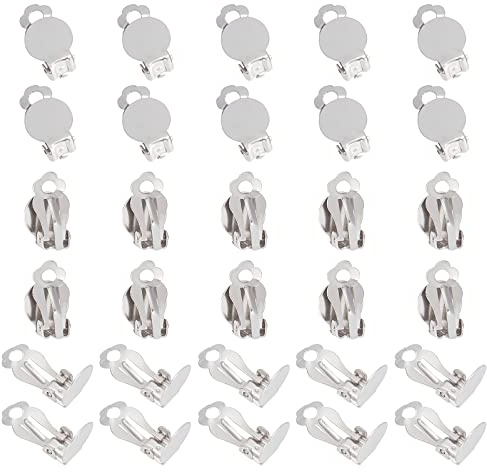 UNICRAFTALE 100 STK 316 Edelstahl Clip-On Ohrring Tablett 10 mm Ohrclip DIY Ohrringe Set Flache Runde Rohlinge Ohrringe Tablett Ohrring Clips Nicht Durchbohrte Ohrringe Für Ohrringherstellung