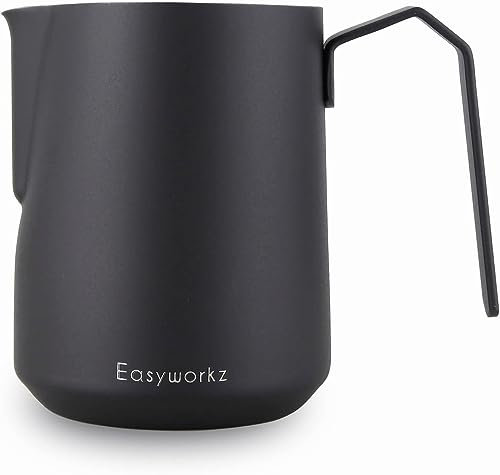 Easyworkz Espresso Pichet à vapeur en acier inoxydable 600ml de mousse à café Picther Pichet à lait Cappuccino Latte Art Cup, Noir mat