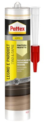 Pattex Legno E Parquet, Sigillante Color Rovere Chiaro, Silicone Sigillante per Legno e Parquet Inodore e Facile da Lisciare, Colla per Legno Verniciabile e Carteggiabile, 1 Cartuccia da 280 ml