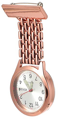 Mikikit Stylish Taschenuhr mit Clip für Krankenschwestern Quarzglas Zinklegierung Leseleicht mit Leuchtzeigern