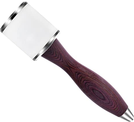 Martello in pelle di nylon con manico in legno, mazzetto fai da te, in pelle bovina, testa dritta, 20 cm, verde (viola)