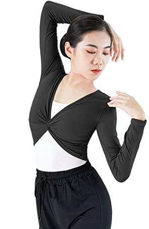 Daydance Black Women Ballet Sweater Cotton Dance Shrug for Leotards, Cami Tank Shirts