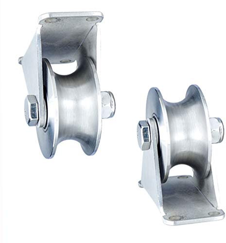 Spurrad mit V-Nut, 2 feste Riemenscheiben aus Edelstahl 304 mit Lager, starre Schwerlastrolle, Schiebetürrolle, für Schienenschiebetüren, mechanische Wagen und mobile Werkbank (H-Typ Schlitzbreite 2