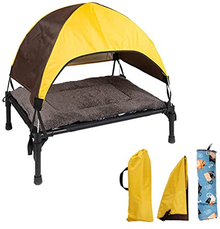 Kasmole Haustierbett Mit Baldachin, Hundeliege Outdoor Erhöhtes Hundebett Haustierliege, Hundeliege Outdoor Kleine Hunde, Langlebiges Gewebe Hundeliege Für Camping Oder, Bett+Kissen+Decke