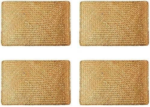 MIFANI Tischsets im 4er-Pack, Tischsets aus natürlichem Seegras, 17 Zoll x 12 Zoll, handgewebte rechteckige Rattan-Tischsets
