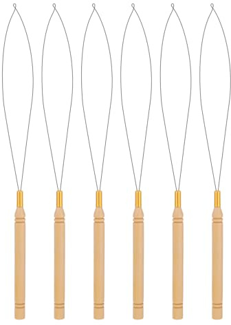 6 Pack Hair Extension Beader Kit - Loop Needle Threader Pulling Hook Device Tool for Hair or Feather Extensions
