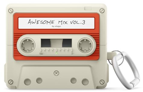 elago Compatible with Samsung Galaxy Buds 3 & 3 Pro & Galaxy Buds 3 FE Case, Cassette Tape Design Cover with Carabiner, Full Protection, Headphone Accessories (Classic White)