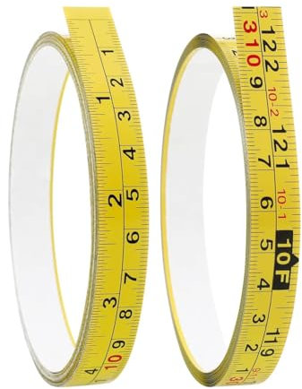Blisfulhoks 2 Packs Steel Self-Adhesive Measuring Tape, Right to Left Reading 310cm or 122-Inch Imperial and Metric Ruler Tape