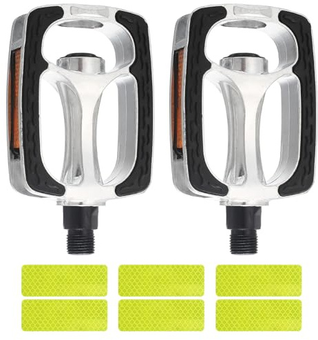 Multi-Purpose Bicycle Pedals, Classic City Trekking Bicycle Pedals, Bicycle Pedals with Reflective Strips, 9/16 Inch Pedals with Reflective Stickers, Aluminium Alloy Bicycle Pedals for Road Bike