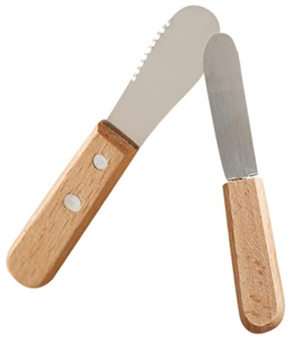 OKUMEYR Set De Couteaux à Beurre Et Fromage Miniatures Ustensiles De Cuisine Acier Inoxydable Et Bois Ergonomiques Épandeurs Pour Fromage Pâte Et Beurre Léger Et Facile à Nettoyer Portable