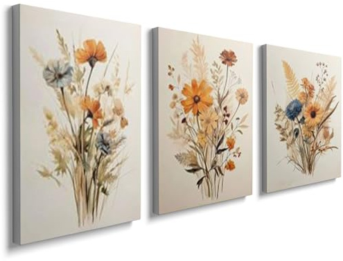 prinfantasy Wall Art Abstract Botanical Walls Decor Poster Minimalist Flower for Bedroom Living Room Decoration 12x16 in Framed Set of 3 Posters and Prints 1002