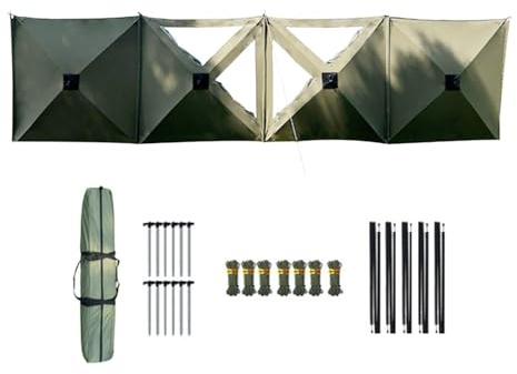 FytStycale Camping Windbreak Windshield Barrier Weatherproof Waterproof Windproof Windbreaker Wall Wind Blocker for Beach Outdoor BBQ, Green