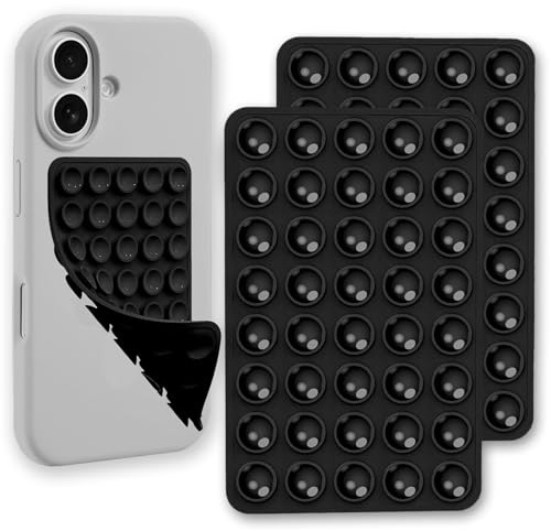 NICECONE 2 Pack Double Side Silicone Suction Phone Mount, Non Slip Sticky Grip with Higher Suction Power, Hands-Free Accessories Strong Grip Holder for Selfie and Video (Black)